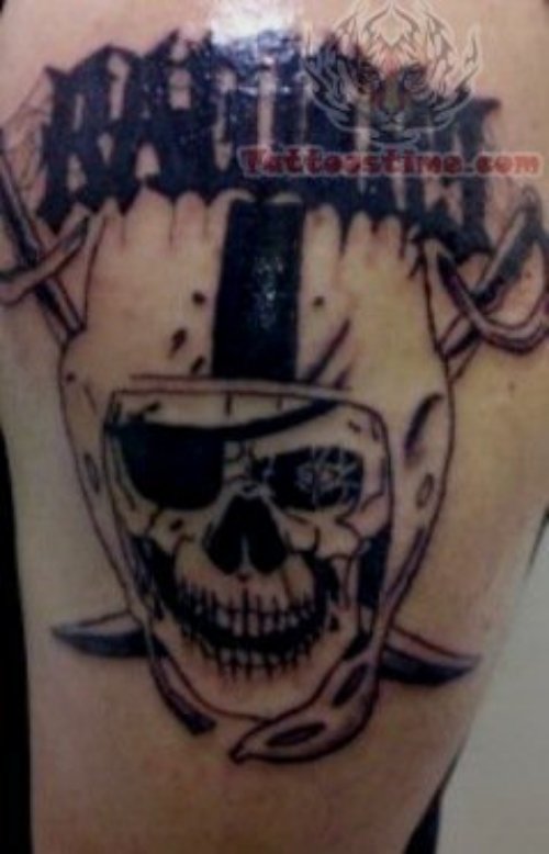 Raiders Skull Tattoo On Biceps